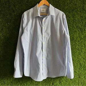 Slim Fit Blue Striped Long Sleeve Button Up Shirt